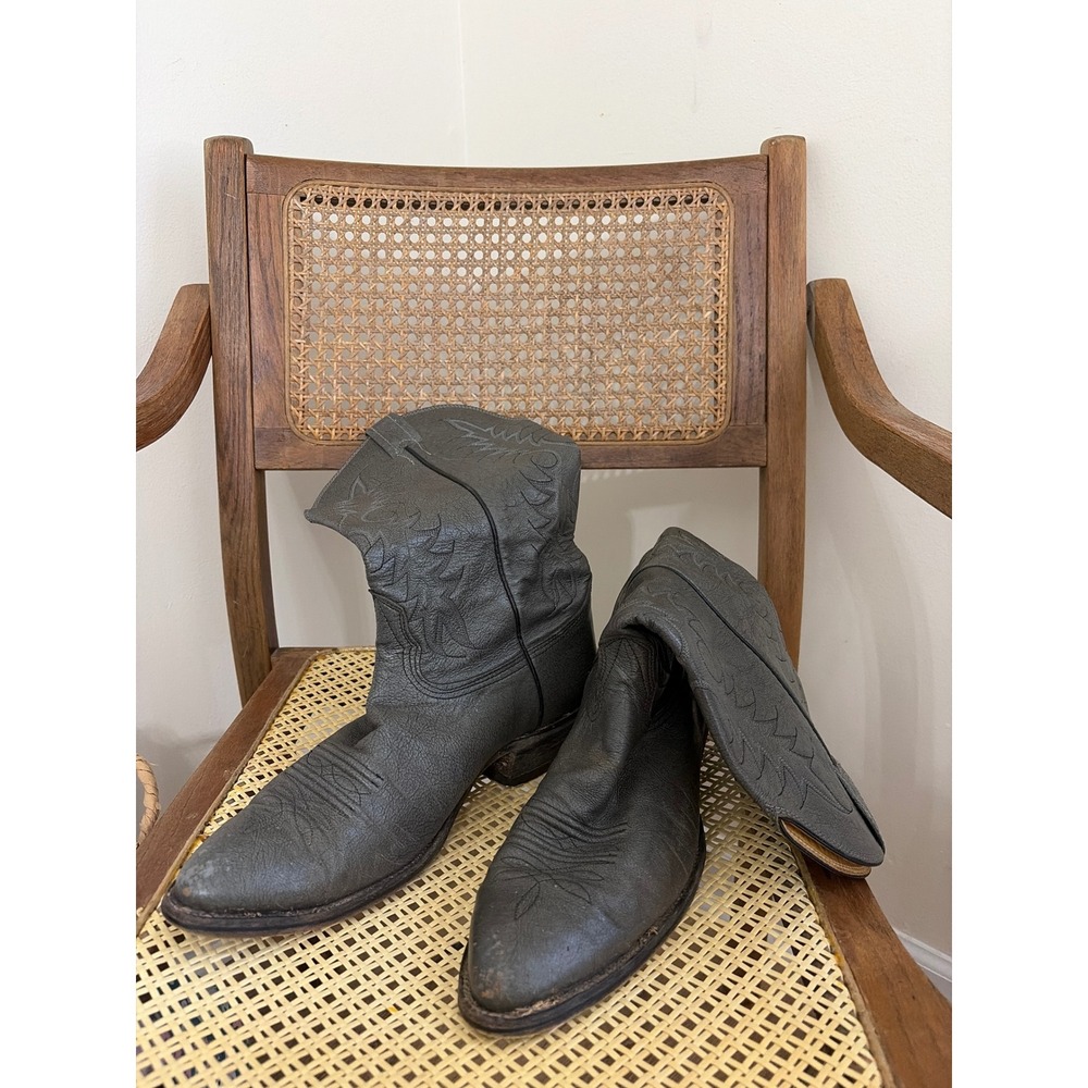 Vintage Nocona Boots Mens Gray Leather Western Cowboy Boots Made in USA 10.5 D
